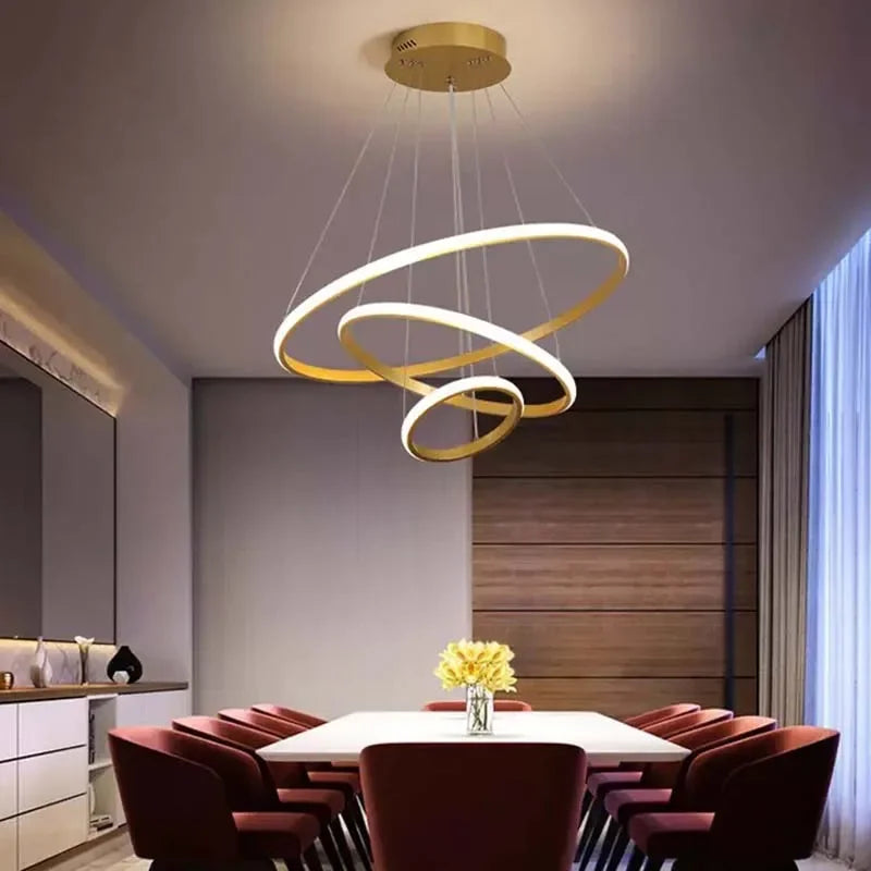 Modern Pendant Chandelier – Gold/White/Black, Dining & Bedroom