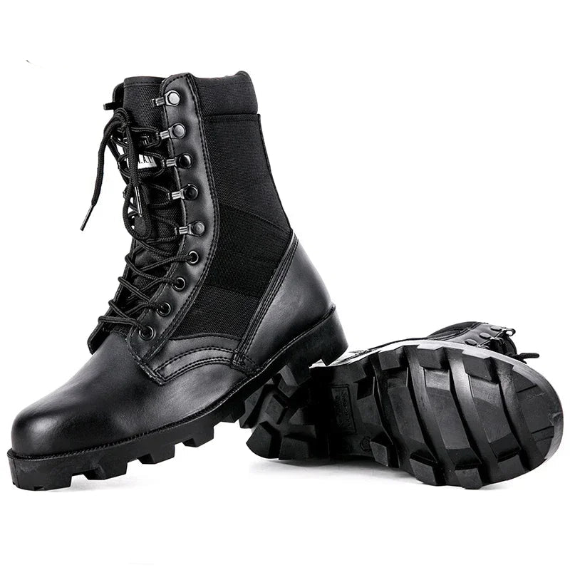 Tactical Camo Combat Ankle Boots - Outdoor Hiking Work Boot Panama Sole Flat