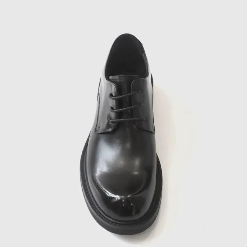 Men's British Casual Dress Shoes - Round Toe Lace-Up PU Leather Business