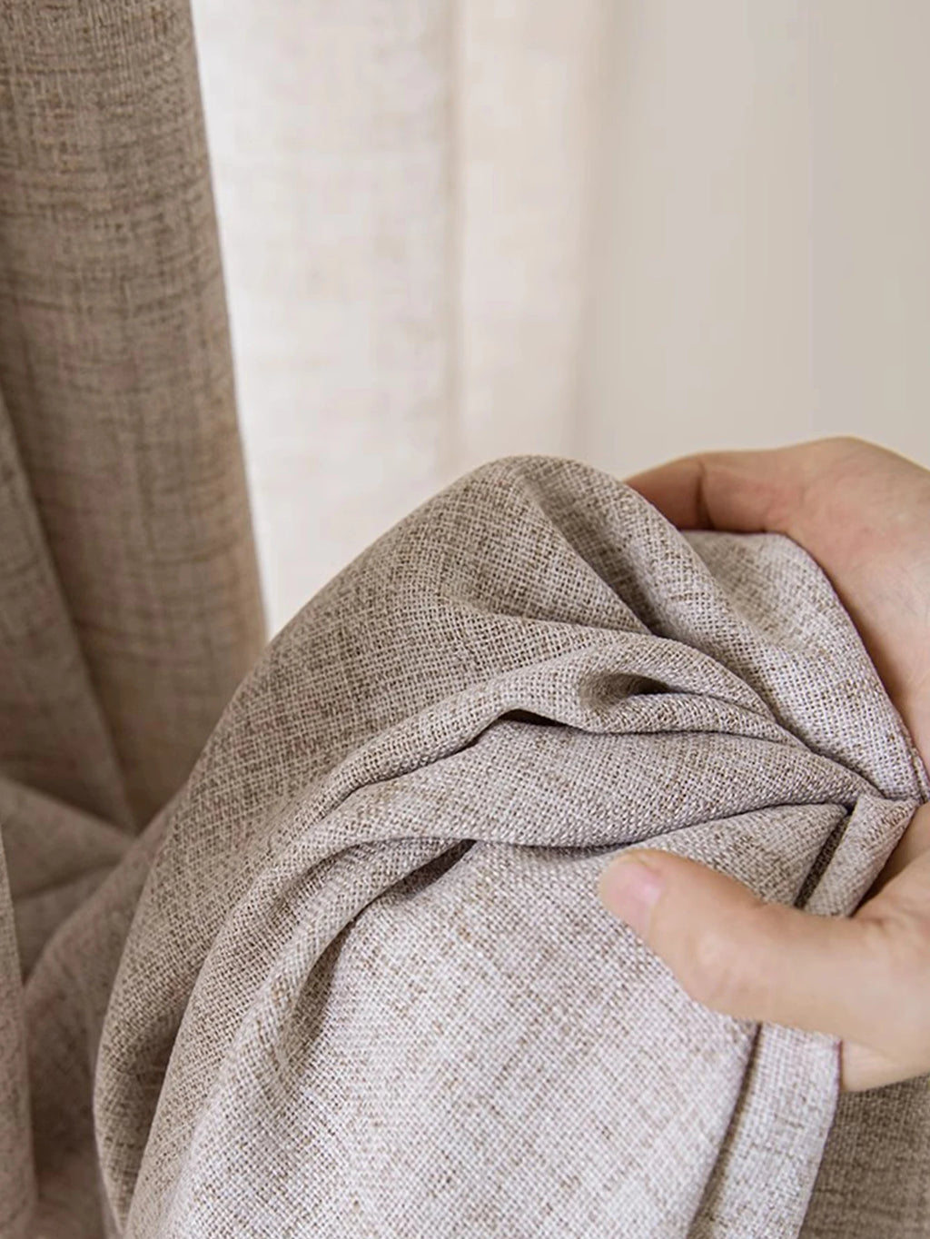 NATURAL LINEN-LOOK SHEER CURTAINS - Gauze Voile Panel, 4 Headings - Soft Windows, Quiet Spaces
