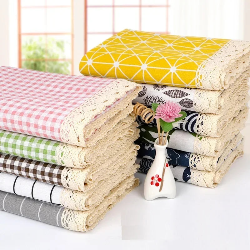COTTON LINEN TASSEL TABLECLOTH - Waterproof, Custom Sizes - Farmhouse Dining
