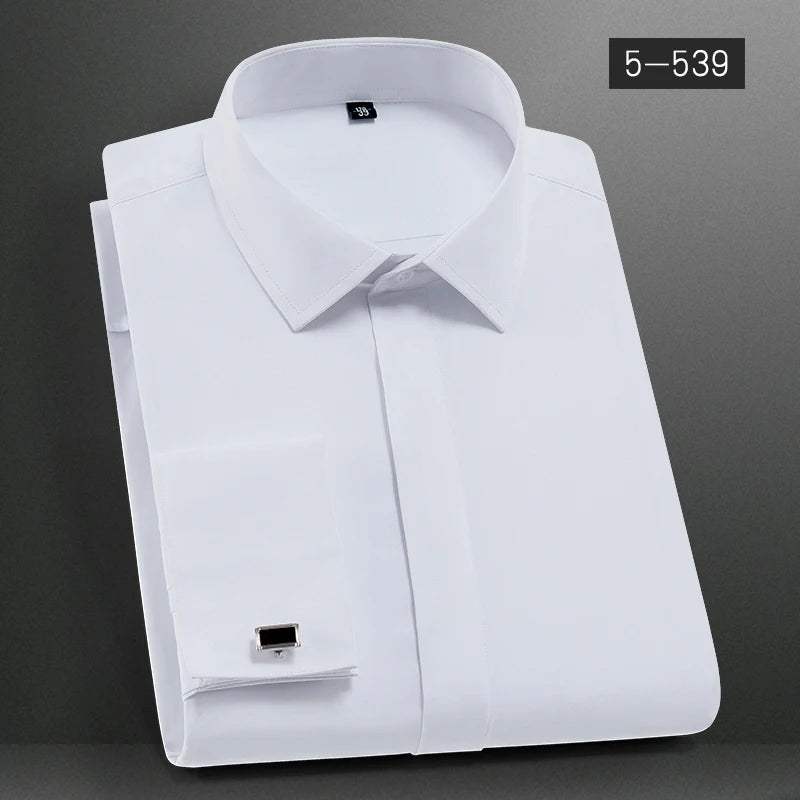 FRENCH CUFF - Men's Dress Shirt - Long Sleeve, Elegant England Style