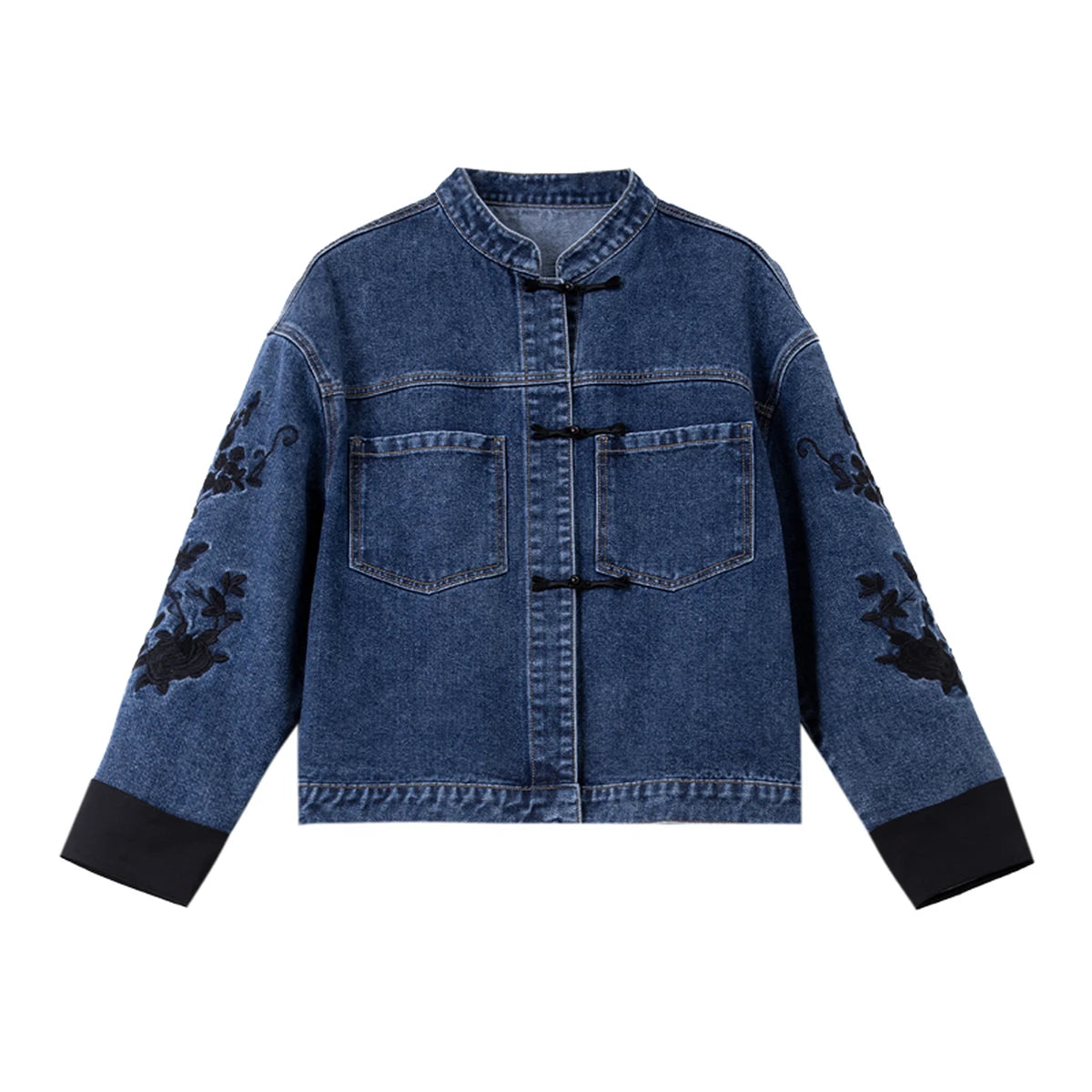 Vimly Embroidered Denim Jacket - Straight Cut