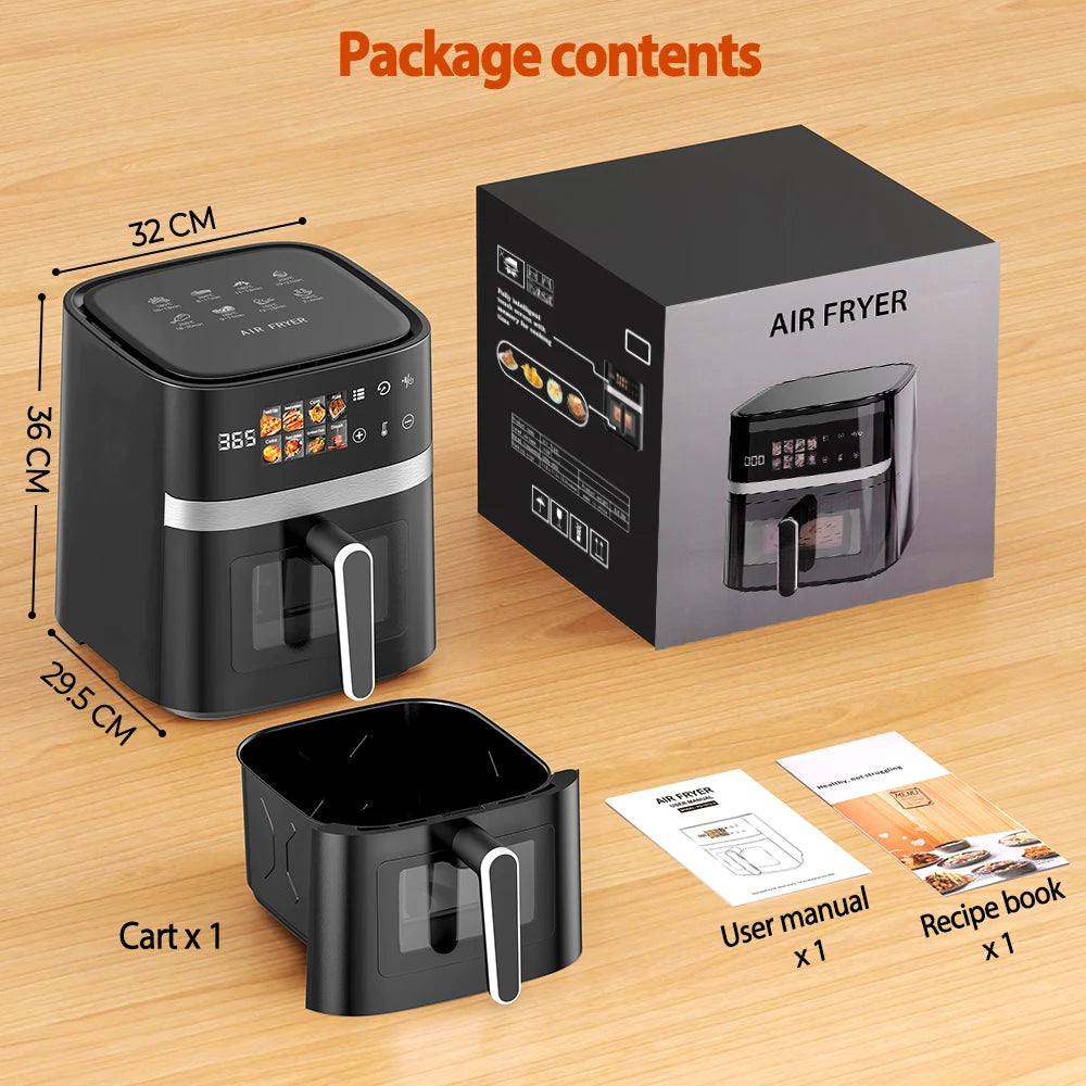 5.5L Air Fryer 1350W Oil-Free Viewing Window 8 Presets