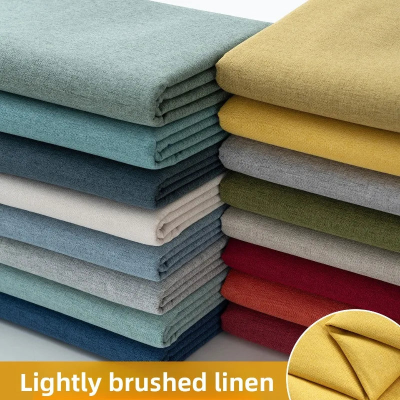 THICKENED PLAIN LINEN-LOOK FABRIC - 100% Polyester, 420g/m, 148cm Wide - Solid Rooms