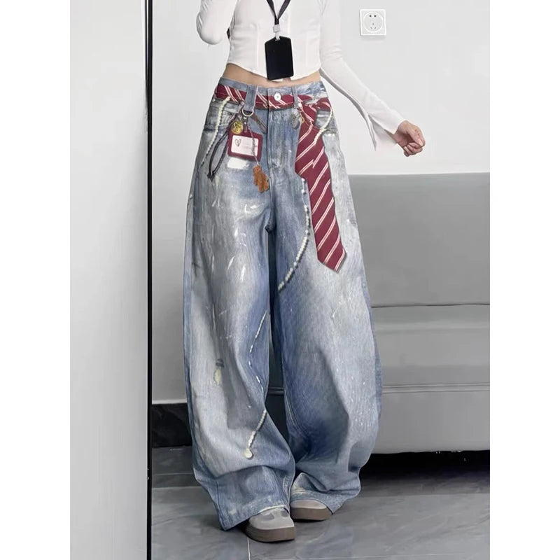 YIBASHU Women Baggy Y2k Jeans Japanese 90s Style Streetwear Boyfriend Jean Pants Vintage Harajuku Oversize Denim Trousers Autumn