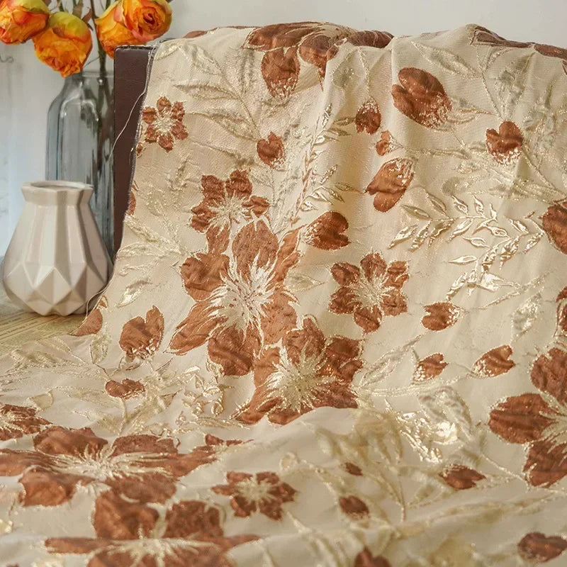 Gold Jacquard Fabric – Floral Brocade by the Meter