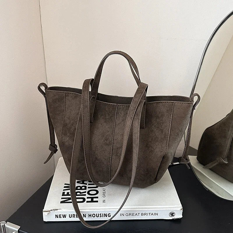 Light Luxury Solid PU Hasp Shoulder Bag for Women Commuting Frosted Leather Handbag 2026 Hot Sale Large Capacity Niche Tote Bags