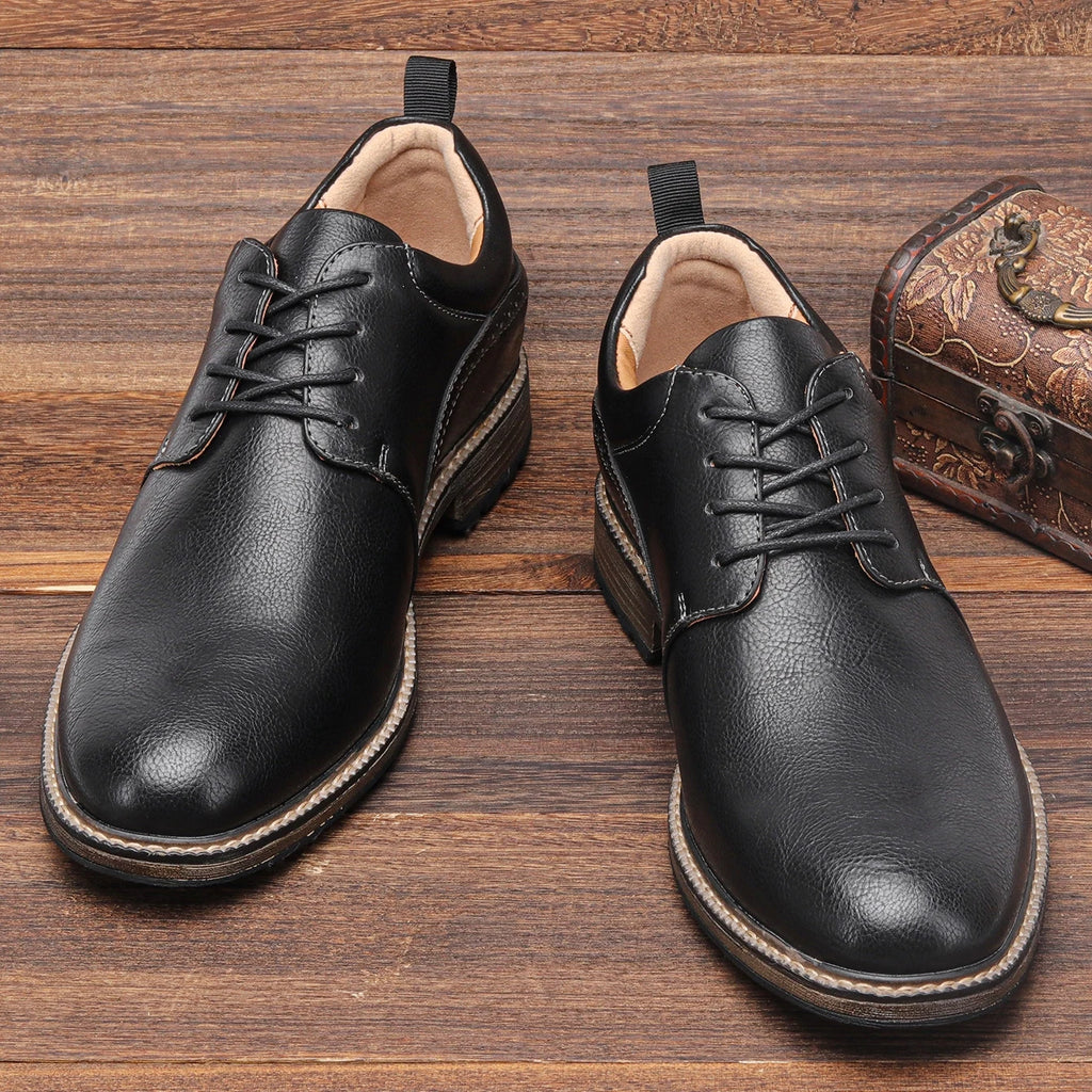 Men's Casual Derby Shoes - Fashion Lace-Up Leather Dress Shoes