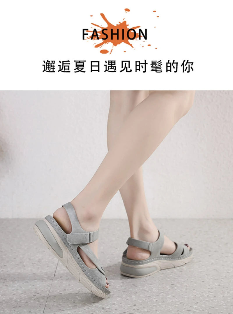 Sandal Lightweight Casual Sporty Comfortable Thick-Soled Velcro Versatile Fashion Trend Breathable National Style Wear-Resistant