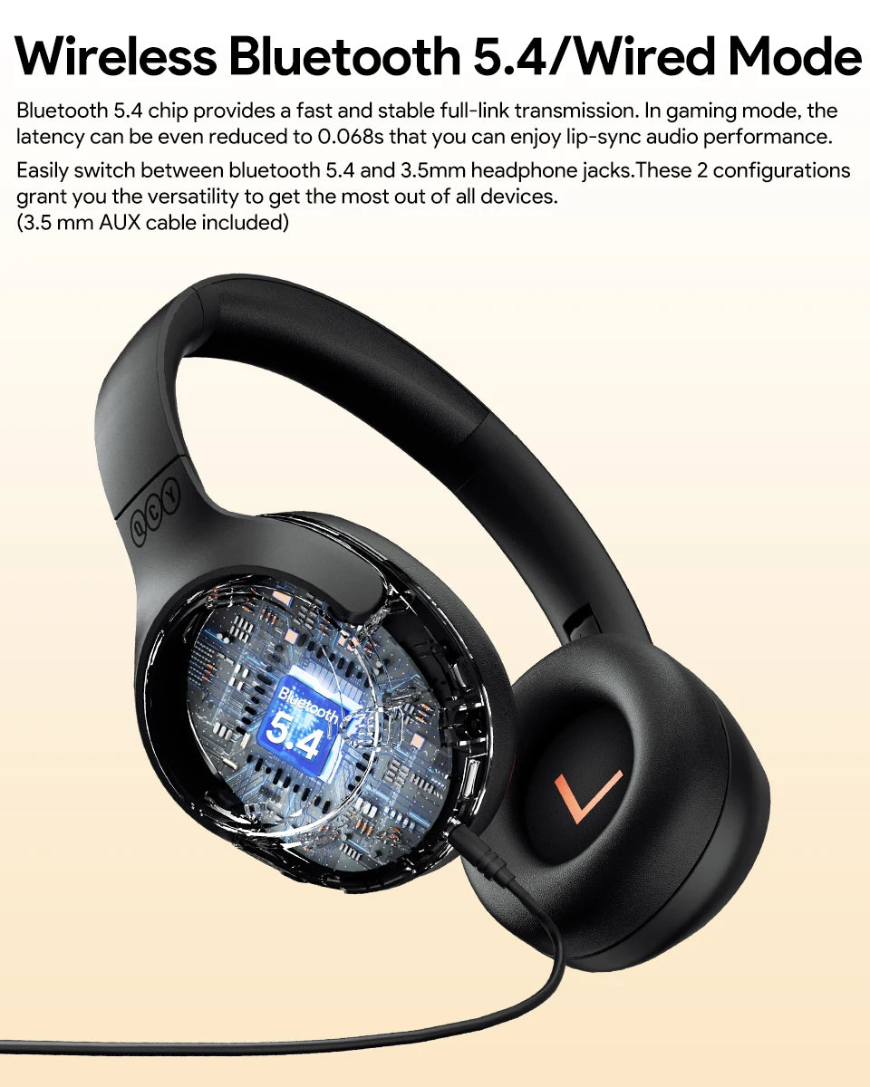 QCY H3 ANC Wireless Headphones BT 5.4 Hi-Res 43dB