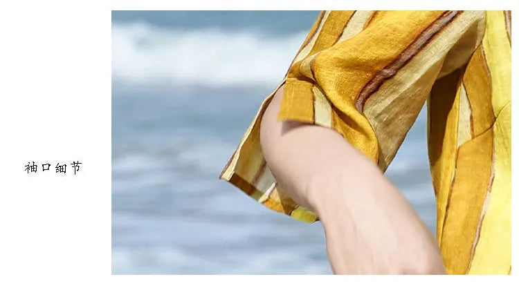 100% Linen Women Casual T-shirts New Arrival 2026 Summer O-neck Striped Loose Comfortable Female Half Sleeve Tops Tees M2571