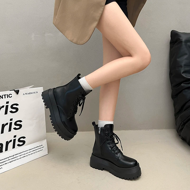 Lace-Up Platform Ankle Boots – Chunky Sole