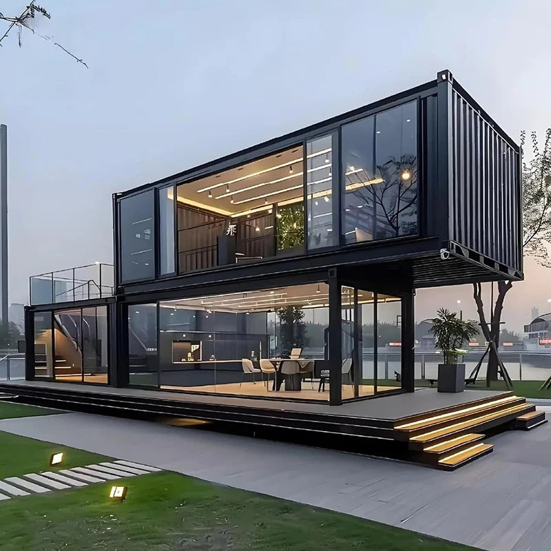 Folding Container House - Waterproof Insulated Steel Tiny Home Beach Office