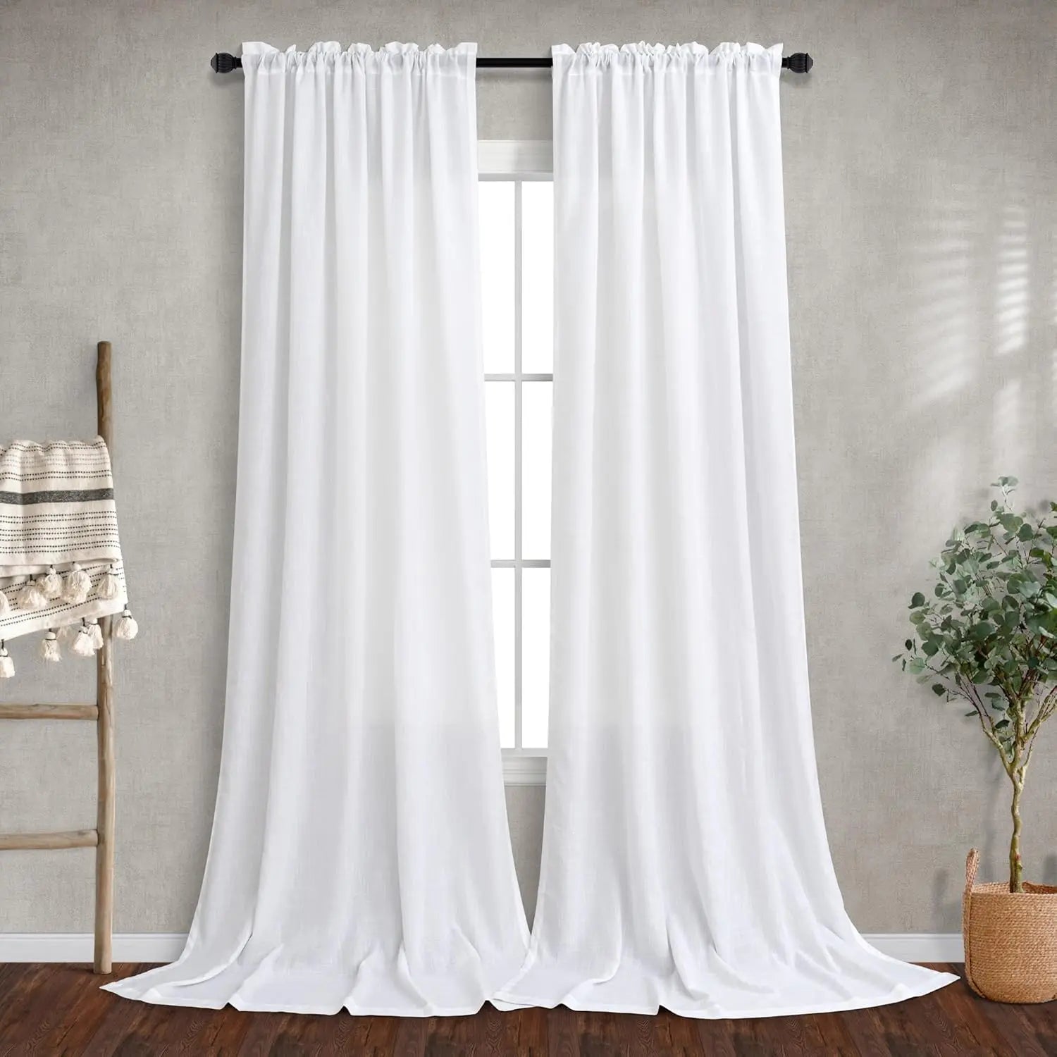 310CM Height Custom Made Sheer Curtain Modern Bedroom Living Room Tulle Curtains Faux Linen For Window Curtain Drapes