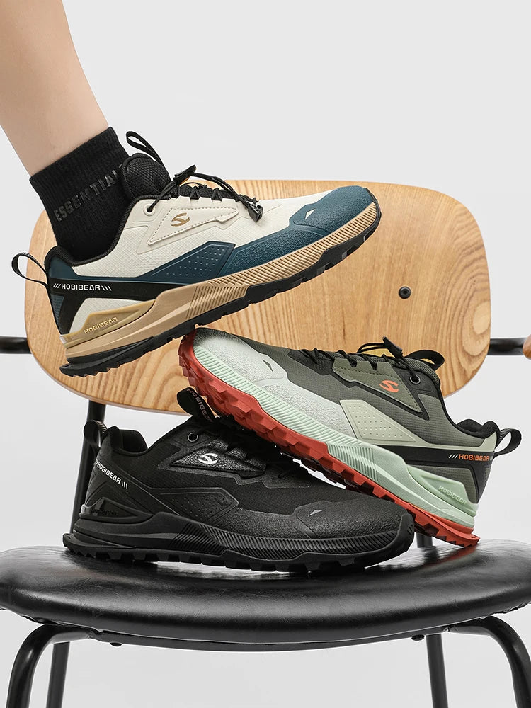 HOBIBEAR Hiking Walking Shoes Men Women - Elastic Band Non-Slip Outdoor Sneakers