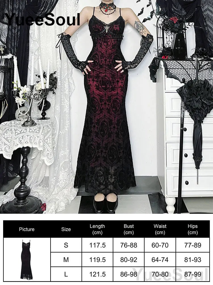 Grunge Gothic Women Dress Lace Trim High Waist Bodycon Mini Dress 2026 New E-girl Vintage Punk Harajuku Lolita Party Clothes