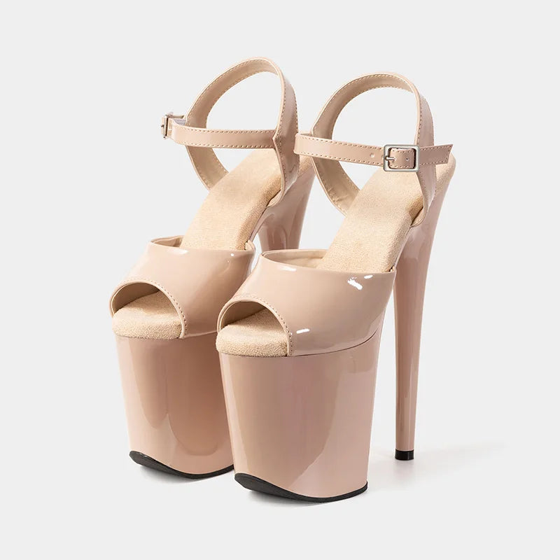 8-inch Sexy Super High Heels Transparent Crystal Wedding Pole Dance Shoes 20CM Stiletto Waterproof Platform Sandals Summer