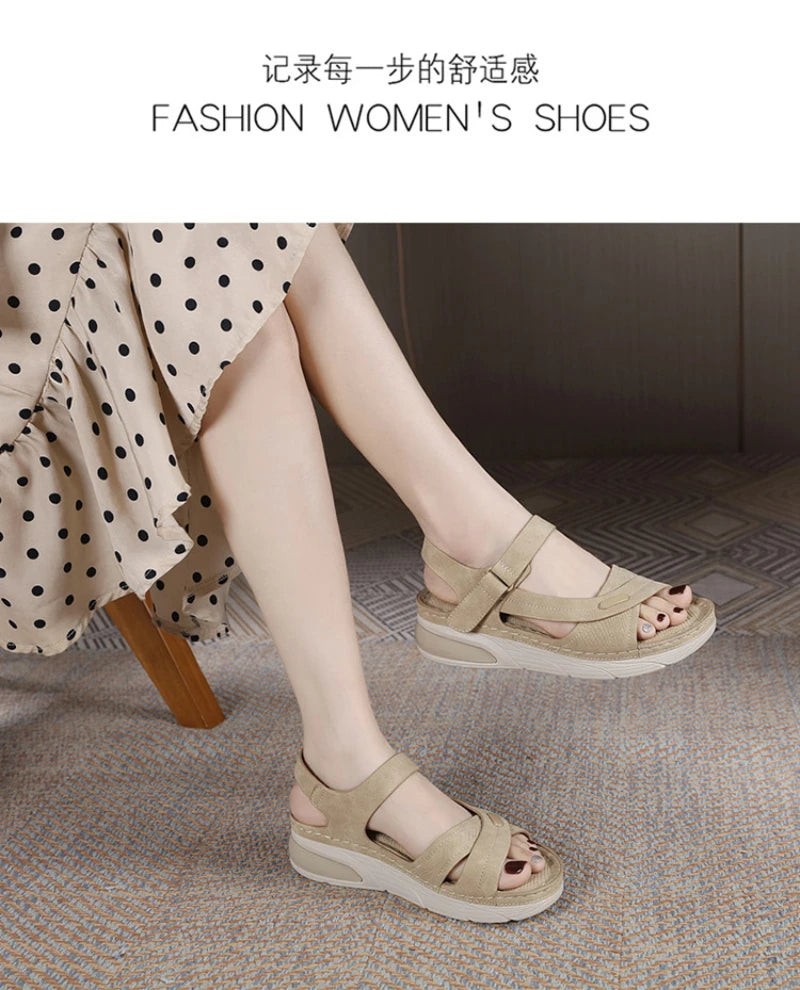 Sandal Lightweight Casual Sporty Comfortable Thick-Soled Velcro Versatile Fashion Trend Breathable National Style Wear-Resistant