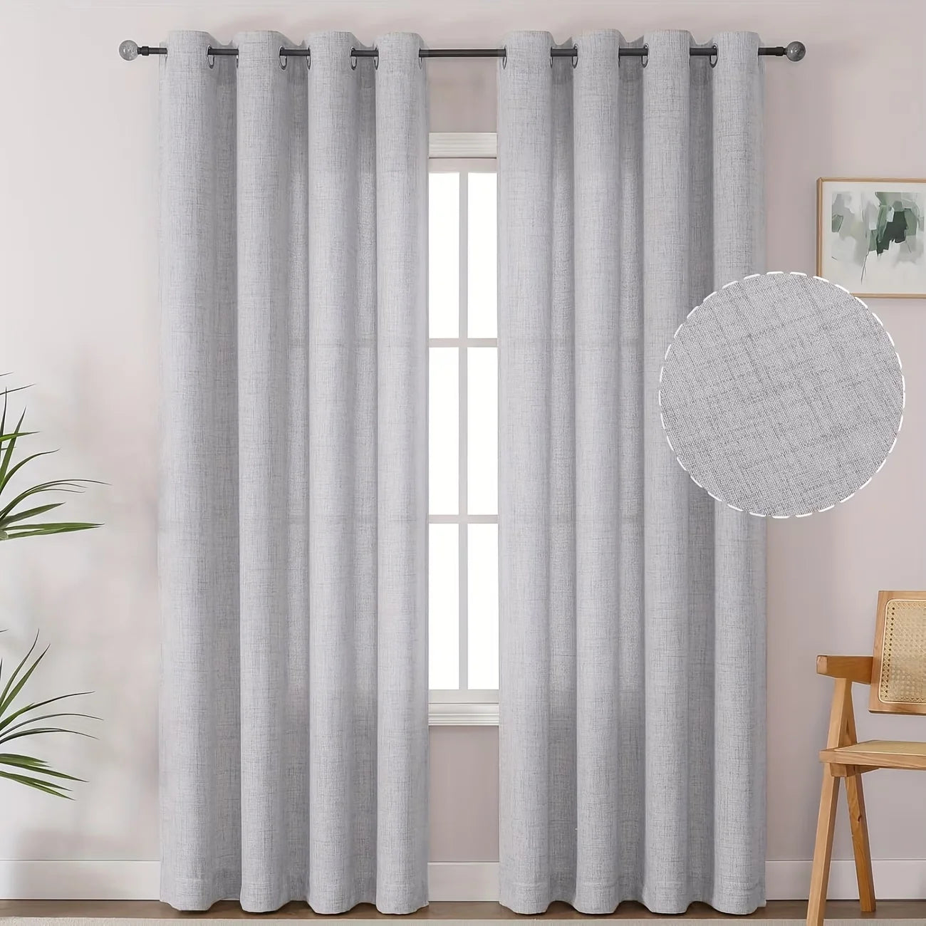 LINEN-LOOK SHEER CURTAINS - Soft 200gsm Voile Panel, 3 Headings - Hazy Light, Easy Mornings