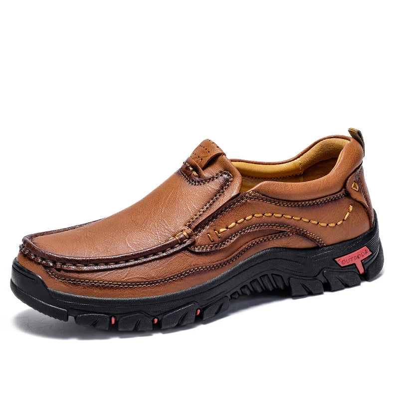 Men's Split Leather Slip-On Business Casual Flats - Comfort Work Shoes EU 38-48