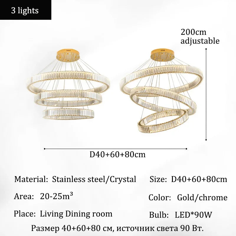 HALO LUXE – 4-Ring Crystal Chandelier
