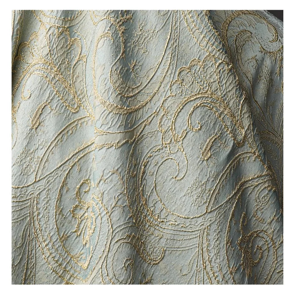 Blue Gold Jacquard Fabric – Silk Relief, 150cm Wide