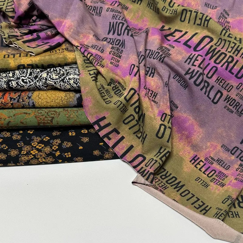COTTON SPANDEX PRINTED FABRIC - 21 Prints, Stretch Blend, 175cm Wide - Soft Days