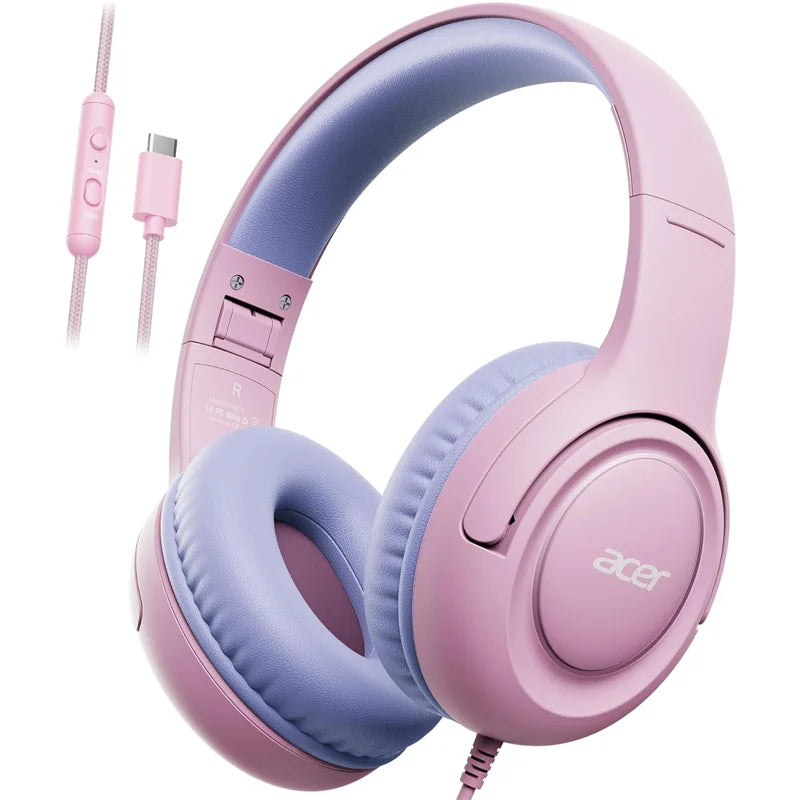Acer HK03 Kids Wired Headphones Pink Volume Limiter 85dB