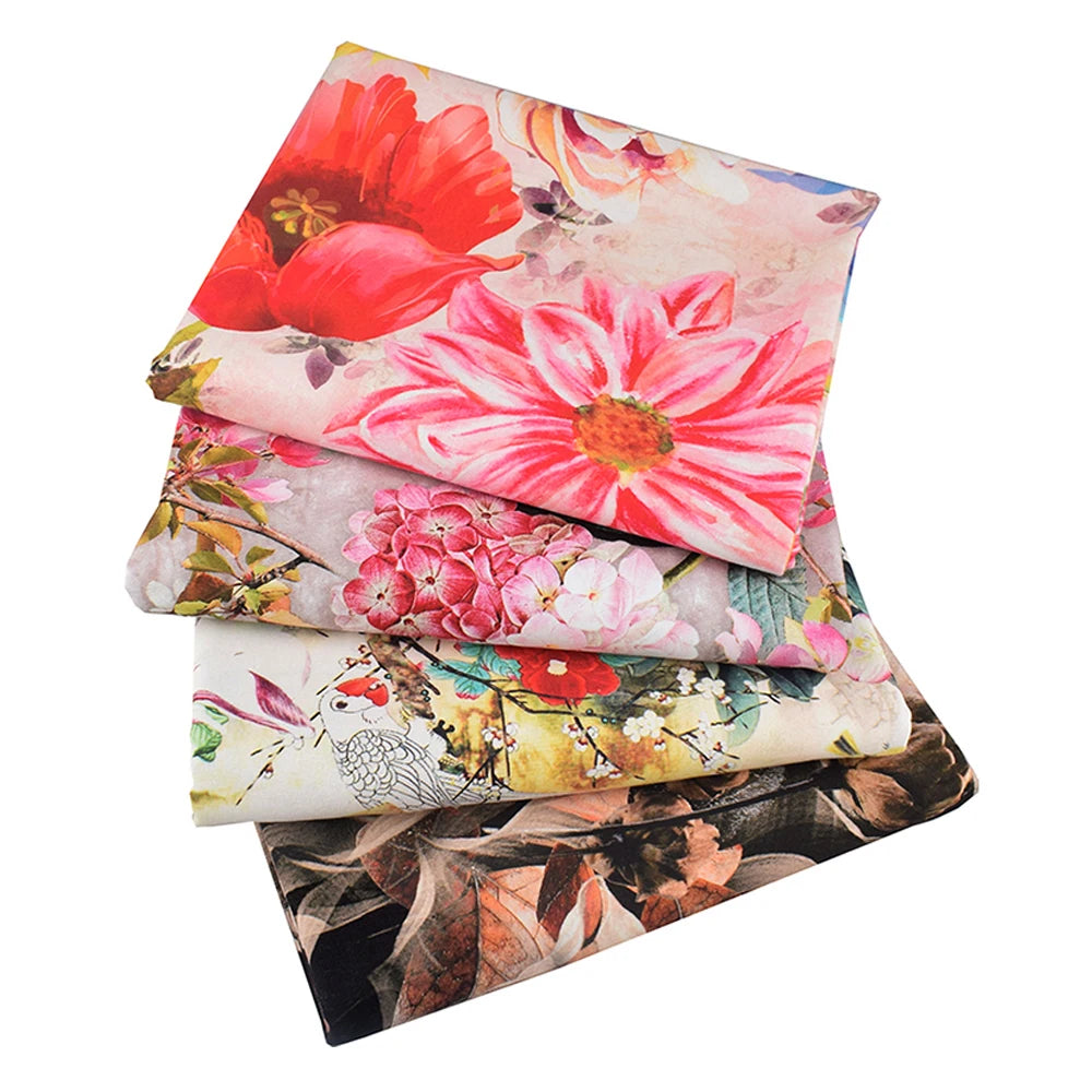 Chainho Printed Cotton Linen Fabric – 140cm Wide, 5 Patterns