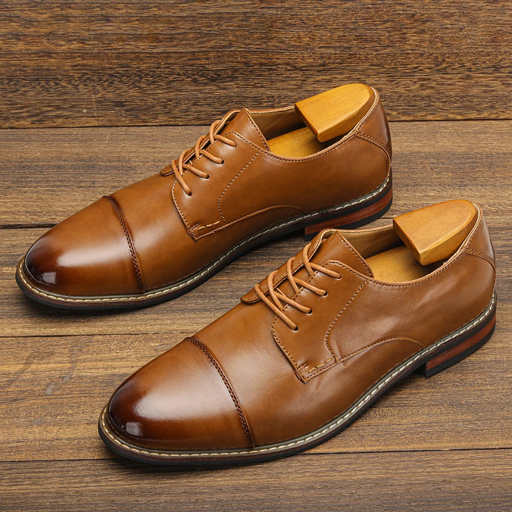Men's Derby Dress Shoes - Fashion Lace-Up Round Toe Formal Shoes