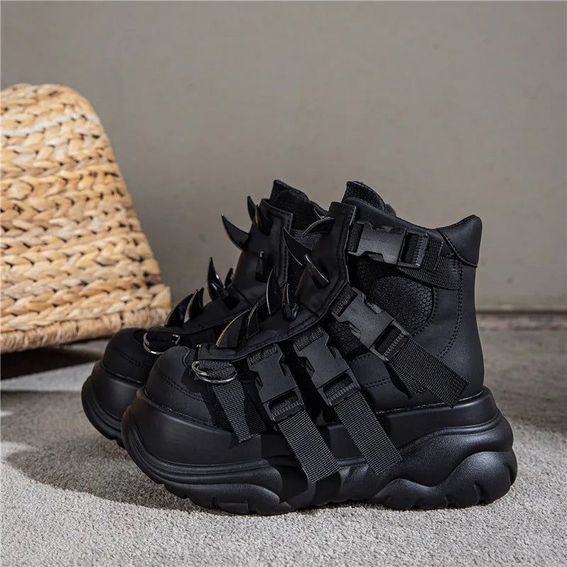 Rivet Heavy Metal Punk Ankle Boots – Wedge Platform