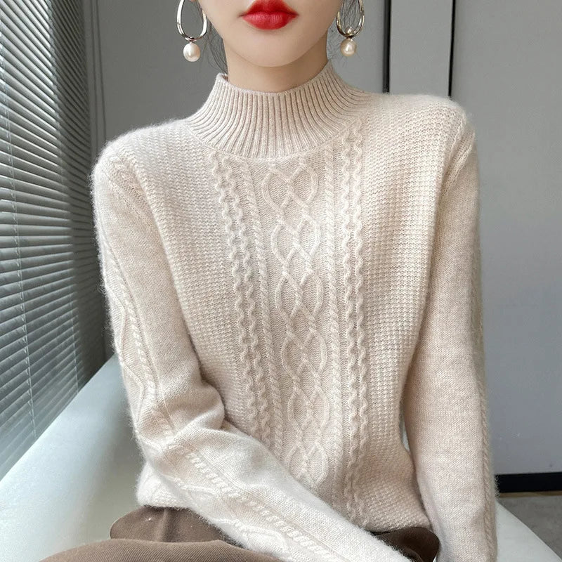 Przytulny dzianinowy sweter z półgolfem