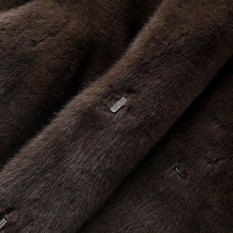 Neo Mint Faux Mink Fur Coat - Crystal Hooks X-Long
