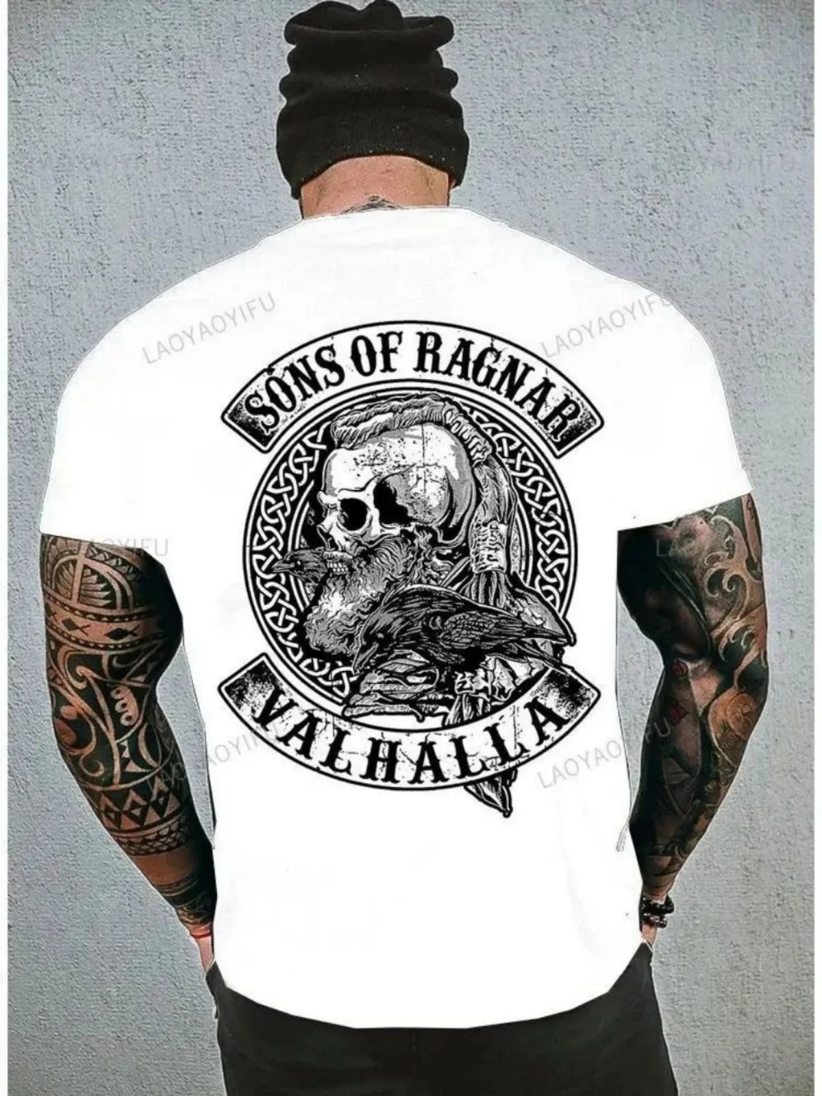 Viking T-Shirt Sons Of Odin Valhalla - Skull Biker Tee