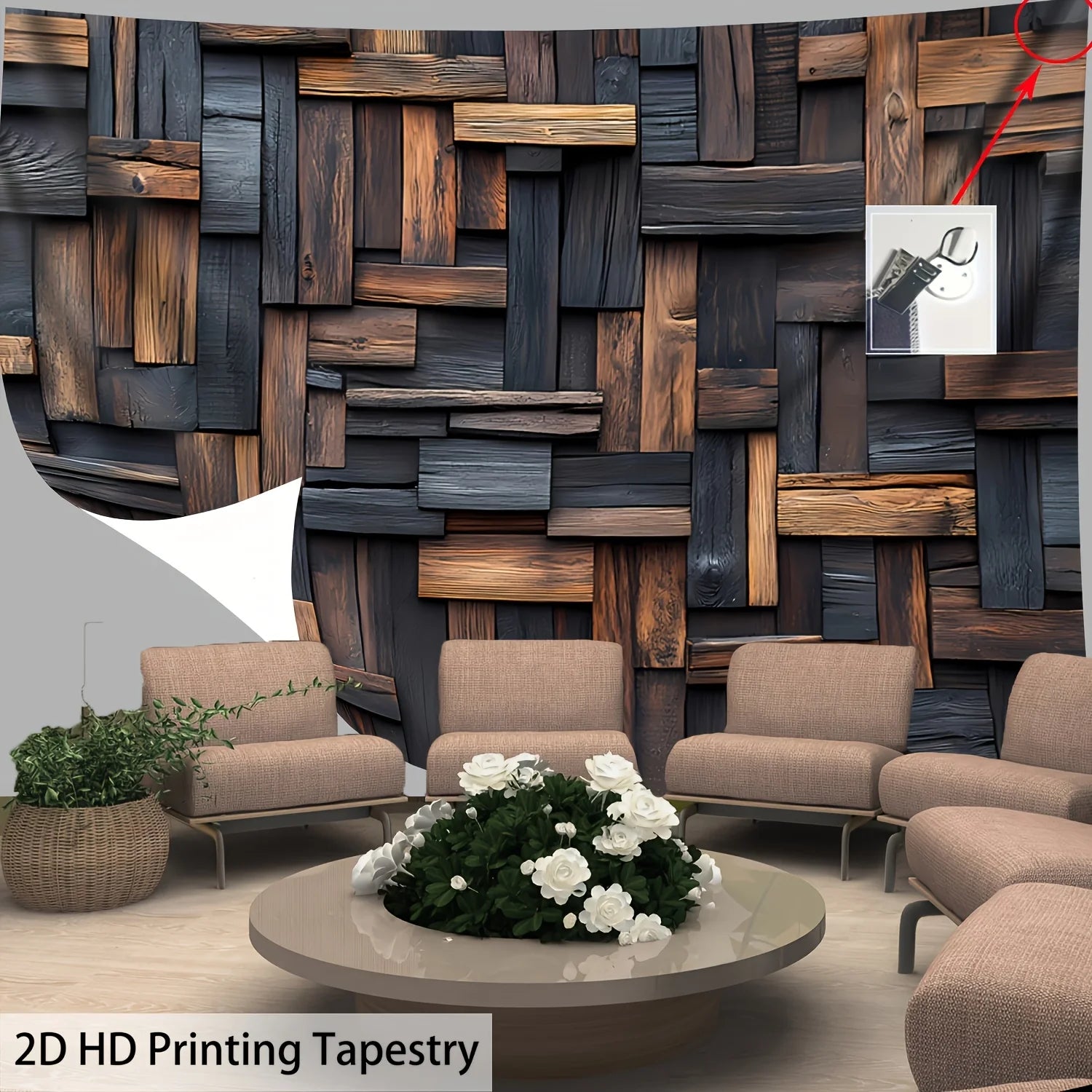 RUSTIC WOOD PLANK TAPESTRY - 3D Print Polyester, 10 Sizes - Raw Walls
