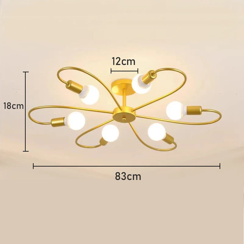 Retro Industrial Pendant Light – 3/6/8 Heads, Black/Gold/White