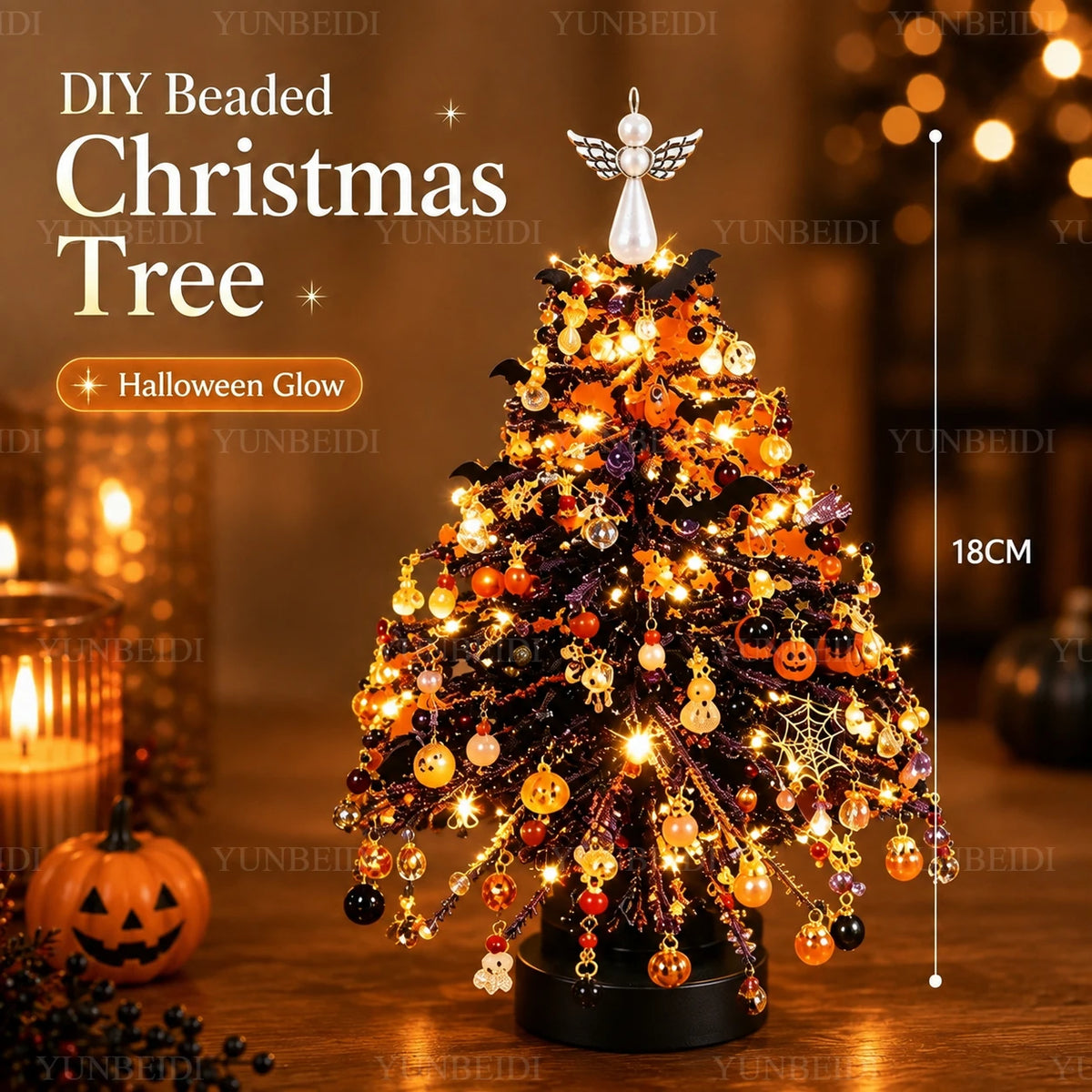 DIY Beaded LED Christmas Tree - 18 cm - Handmade Sparkle