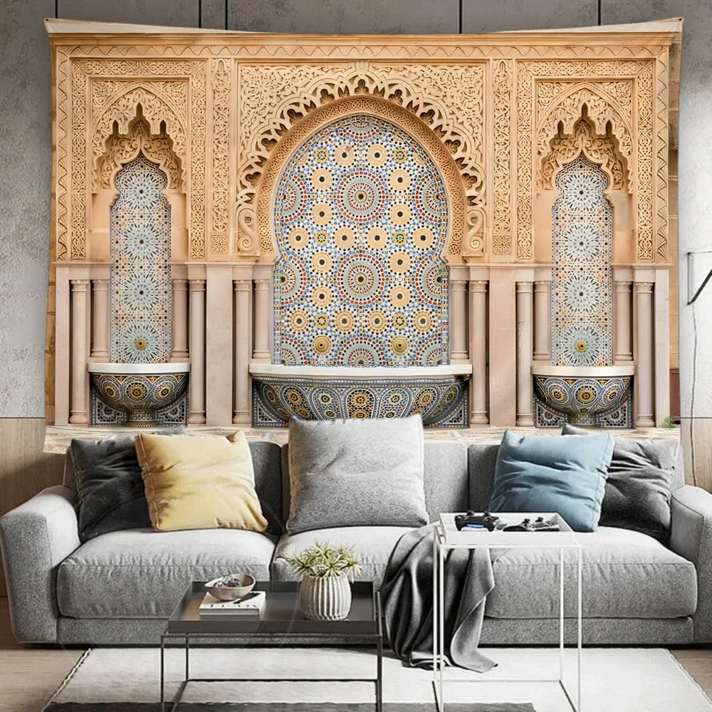 MOROCCAN GEOMETRIC TAPESTRY - 100% Polyester, 8 Colors & 12 Sizes - Ornate Walls
