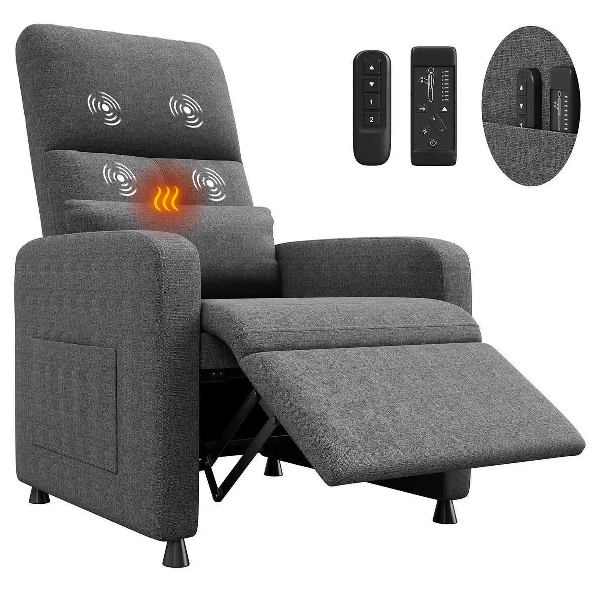 Electric Recliner Chair - Heat & Massage - USB Port