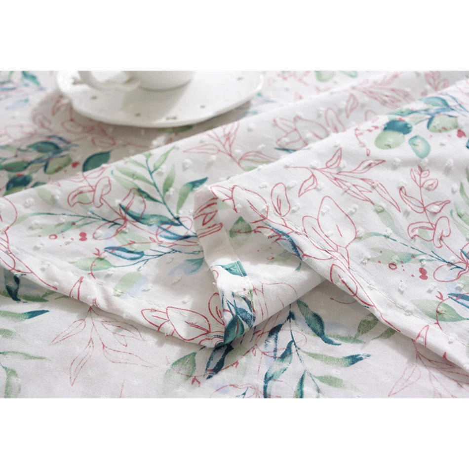 DAISY FLORAL TABLECLOTH - Cotton, Tassel Trim - Cheerful Tables