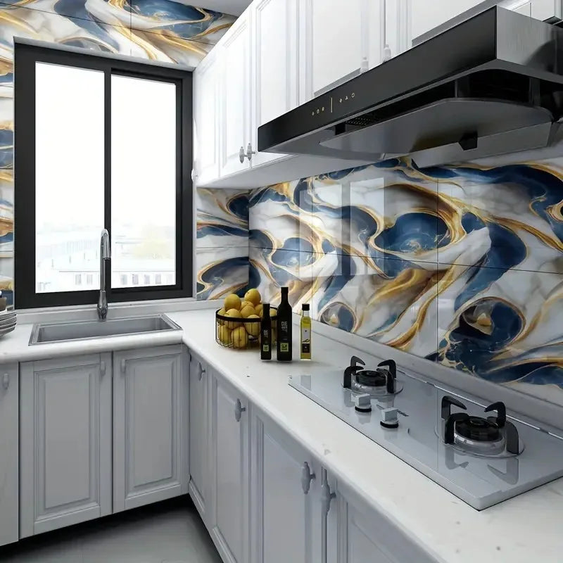 Marble Self-Adhesive Wall Tile Stickers Waterproof Washroom Wall Panels Peel and Stick Tile PVC Wall Panels for Kitchen Bathroom