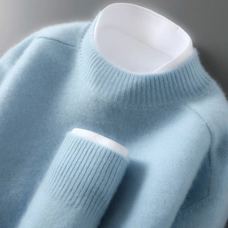 WOOL MOCK - Men's 100% Australian Wool Half Turtleneck Sweater - 15 Colors, S–XL