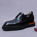 Men's Cowhide Brogue Oxford Chunky Lug Sole - Lace-Up Dress Shoes EU 37-46