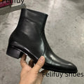 Men's Genuine Leather Ankle Boots - Handmade Pointed Toe Zip Medium Heel Business Style