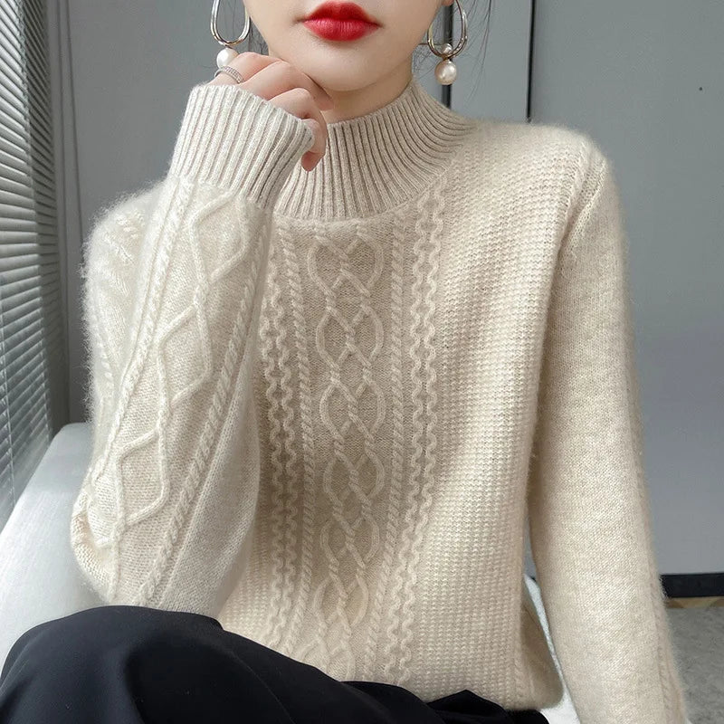 Przytulny dzianinowy sweter z półgolfem
