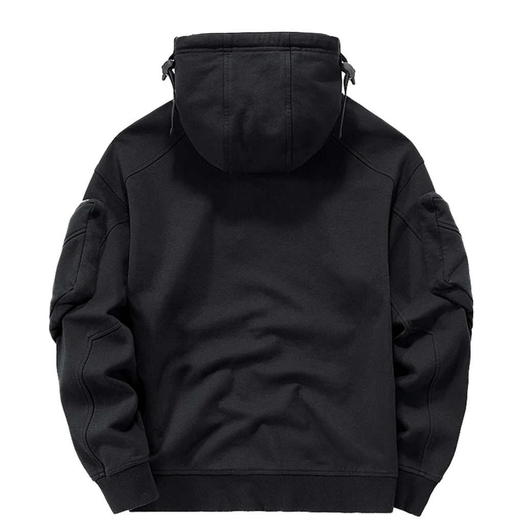 Men's Techwear Zip Up Hoodies Dark Souls Cyberpunk Sweatshirts High Neck Mask Windproof Pullovers Dark Black Cargo Tops
