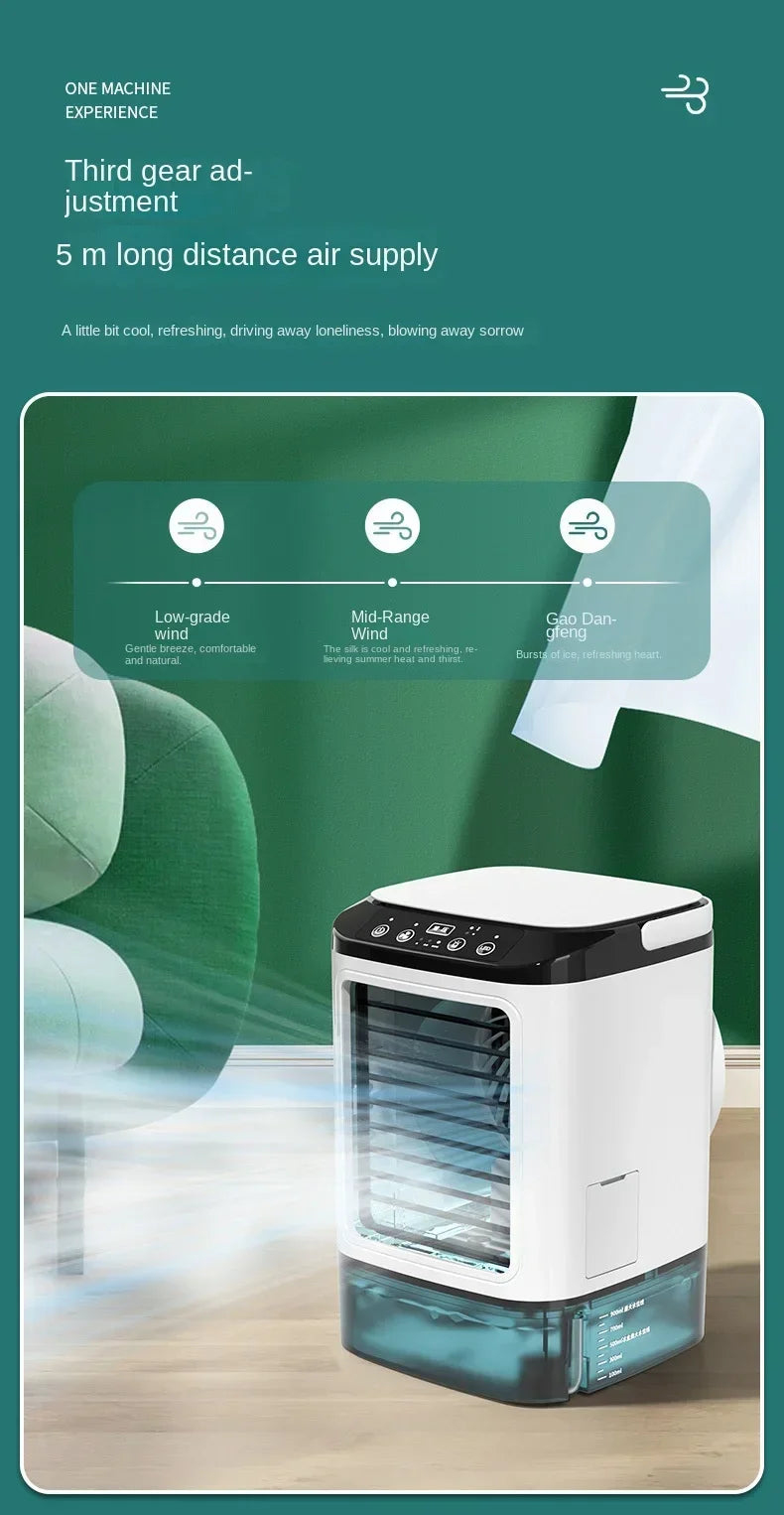Portable Mini Air Conditioner – 900ml Mist Cooler Fan Humidifier Night Light
