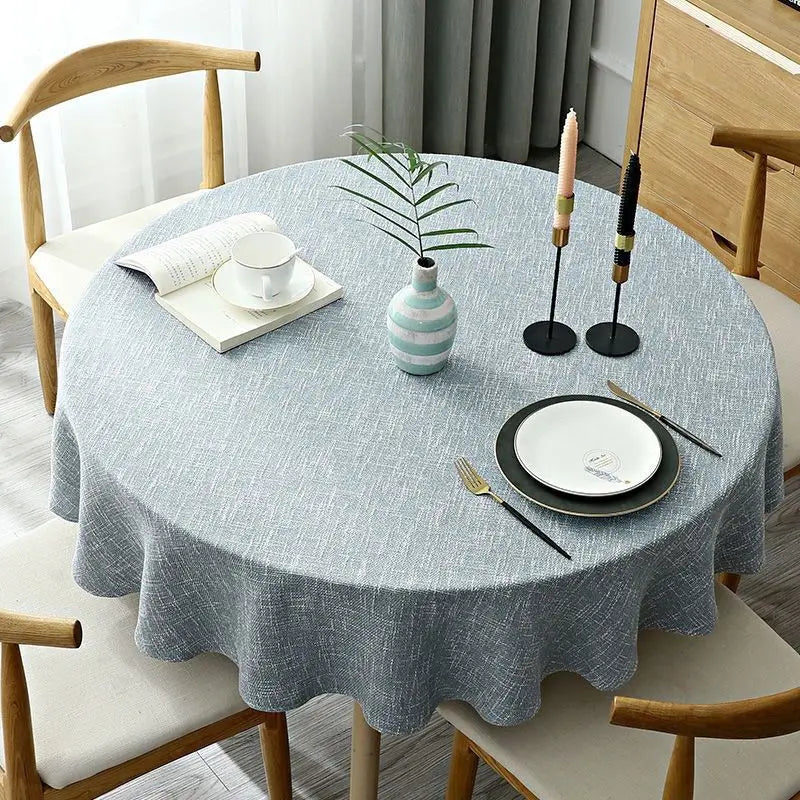 ROUND LINEN TABLECLOTH - Cotton-Linen Blend, 8 Colors, Multi-Size - Calm Tables