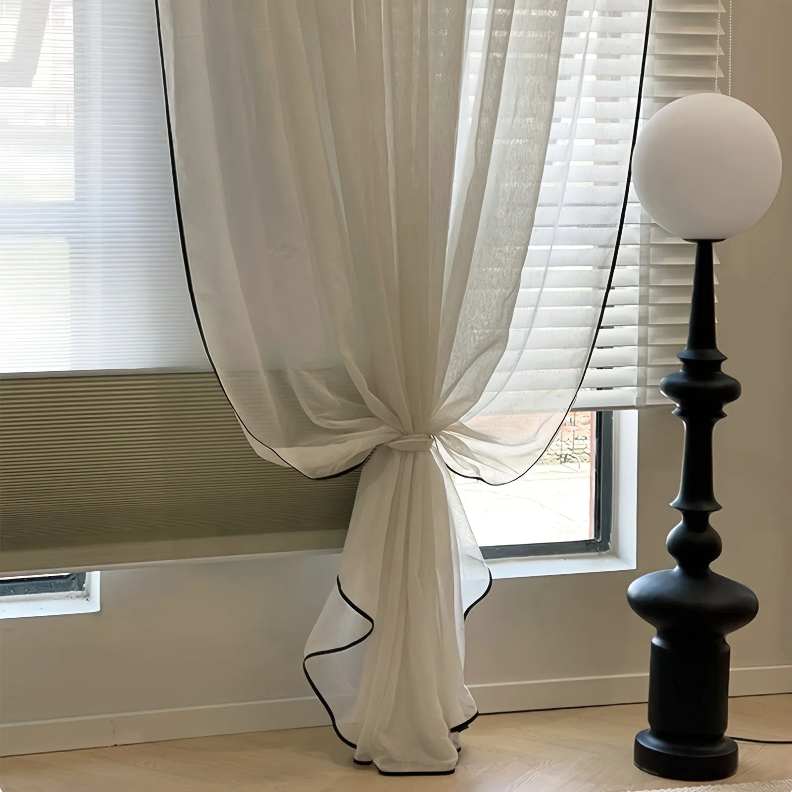 PLAIN LINEN SHEER CURTAIN - Semi-Transparent, Multi-Size & Heading - Light Rooms